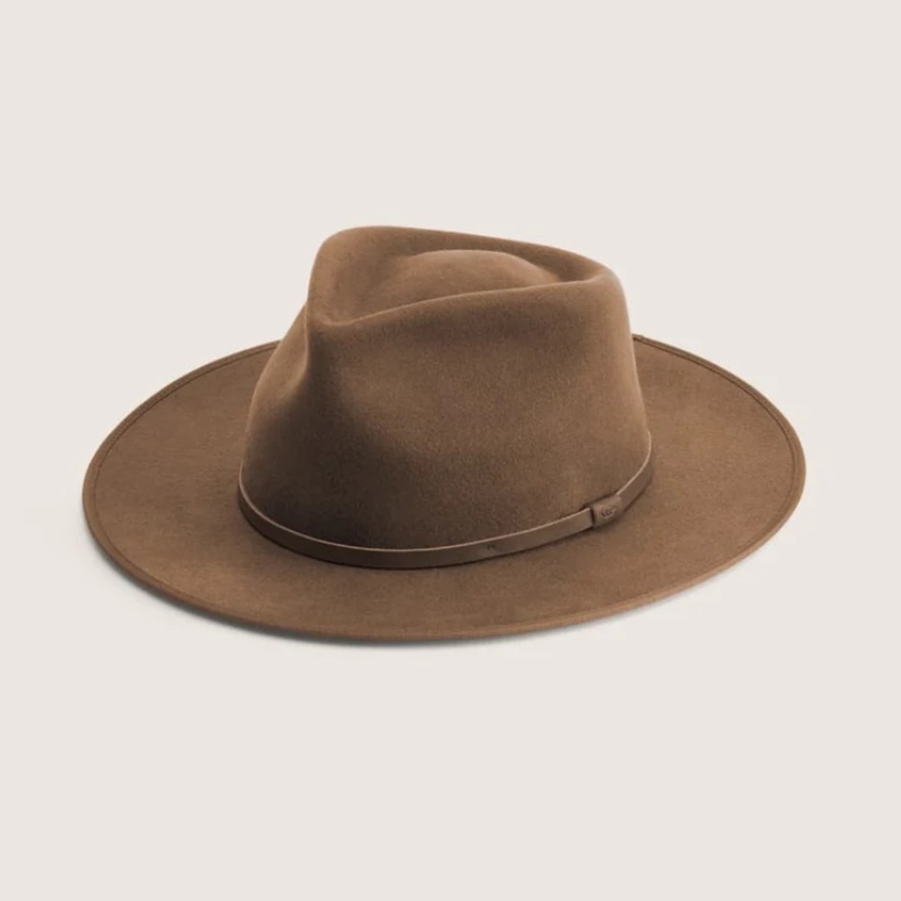Classic Wide-Brim Felt Fedora Hat in Brown